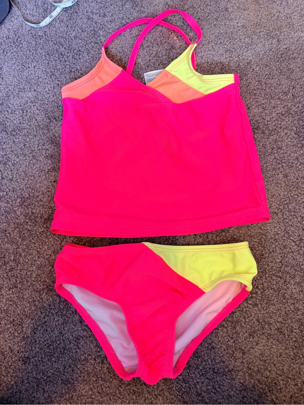 Carter's Neon Pink Tankini with Neon Yellow Accent